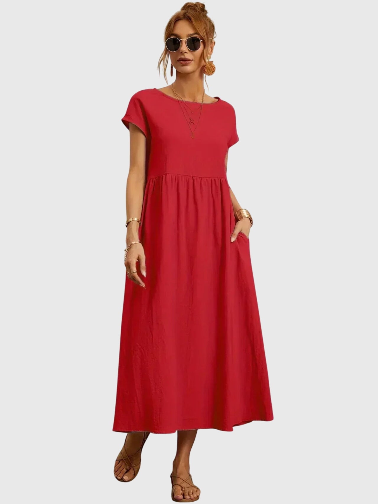 Giselle™ - Luźna Sukienka z Kieszeniami