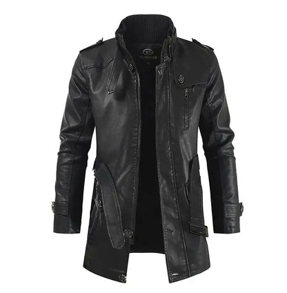 Krystian™ | Elegancka Długa Skórzana Kurtka Biker